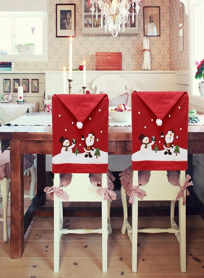 Phedrew 6Pcs Christmas Chair Covers Xmas Dining Chair Slipcovers Santa Hat Chair Back Covers for Christmas Banquet Holiday Festival Decor - Image 3